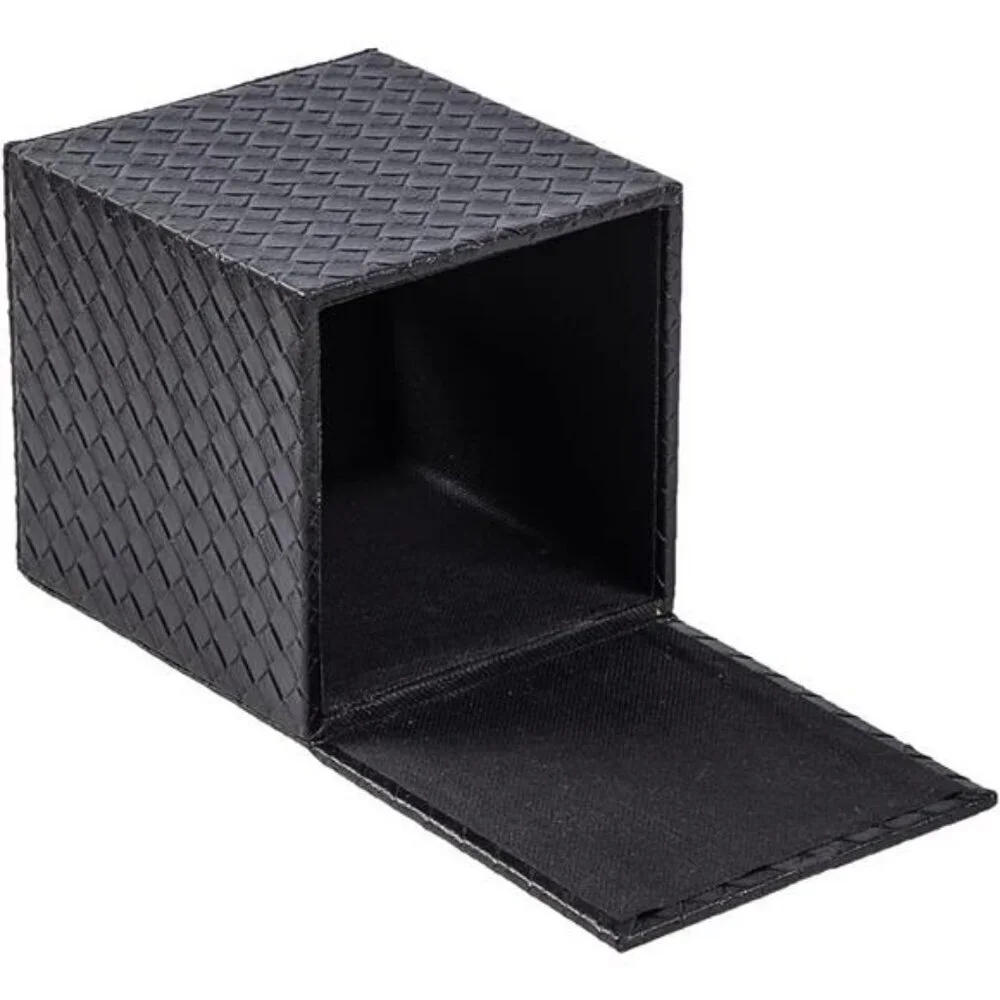 PU leather square tissue box cover holder for bathroom bedroom office deco Black